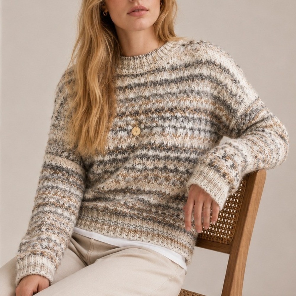 Madewell Open Stitch Mockneck Sweater Italian Wool Alpaca Marled NW842 Small NWT